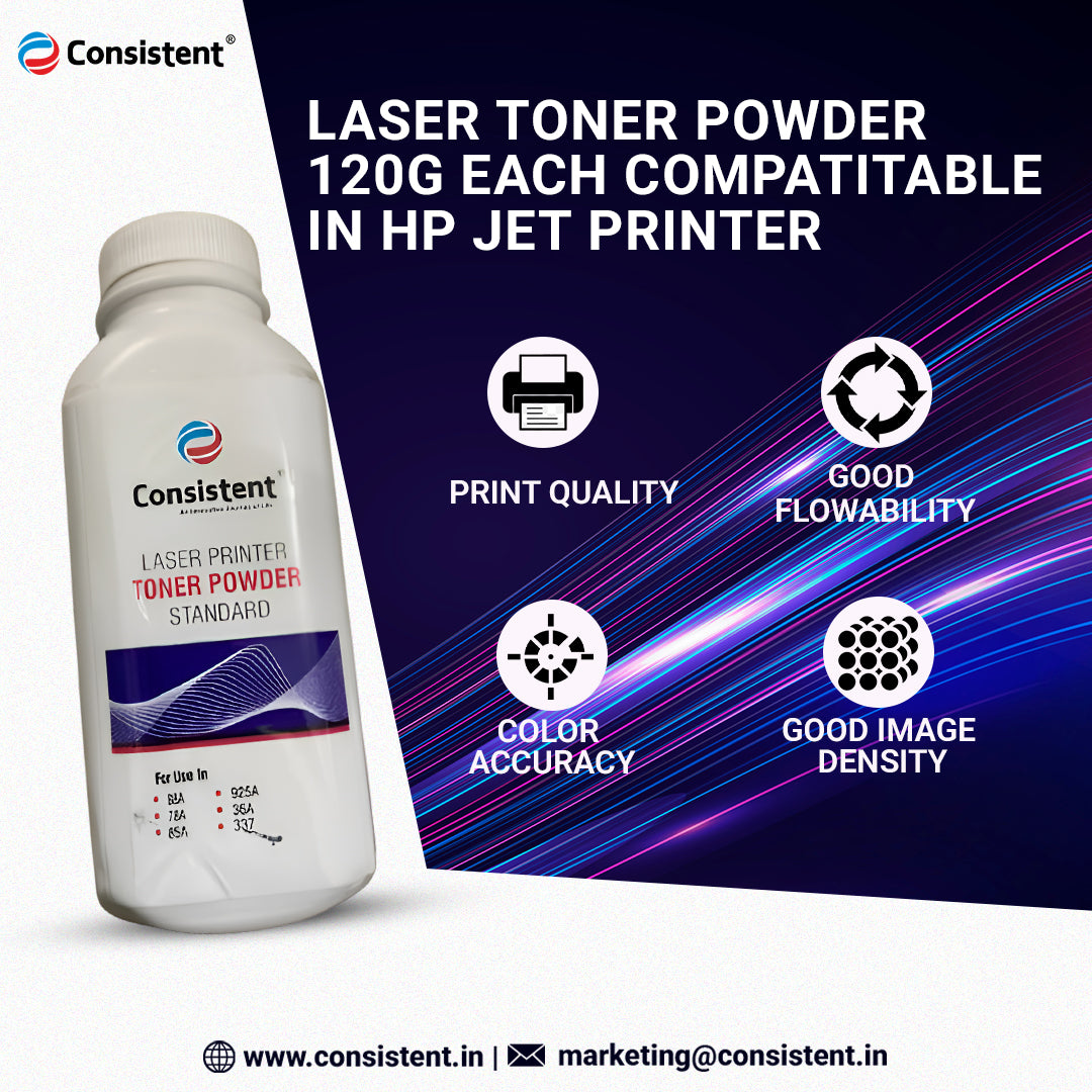Consistent Laser Toner Powder  (120g Each) Compatible in HPJetPrinter AX/1010/1100/1200/4000/5000/8150/CANONLBP1210/3900