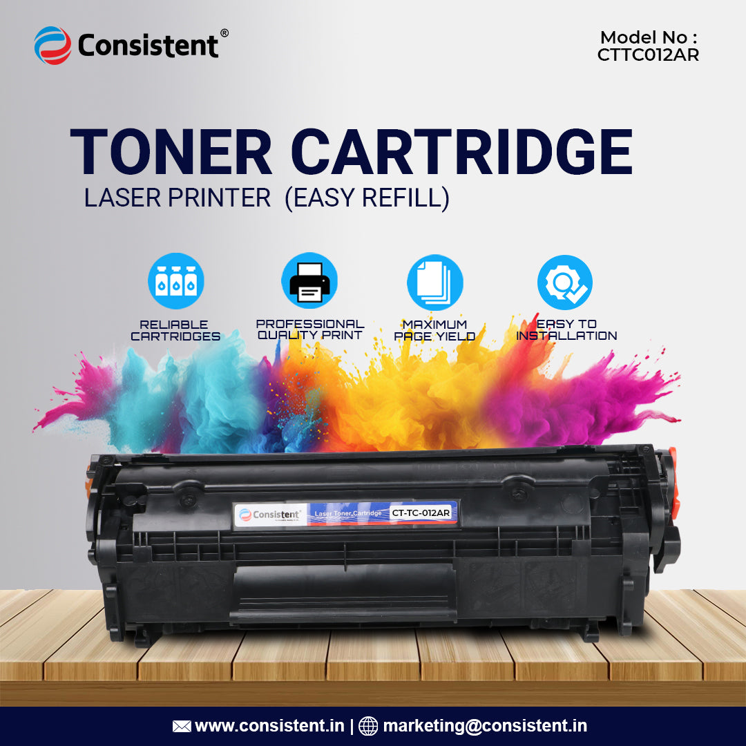 Consistent Laser Toner Cartridge Easy Refill Printer Cartridge (CTTC012AR) | Toner Cartridge| High-Quality Cartridge| Precise Printing| Easy Installation| Cost-Effective