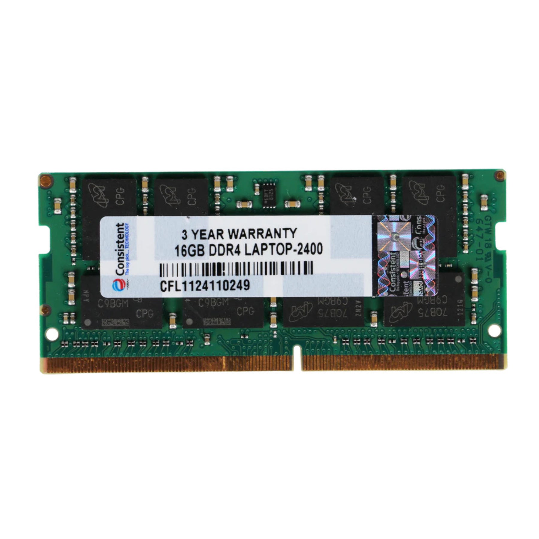 Consistent 16GB DDR4 Laptop RAM,2400MHz reduce power consumption by up to 40% and extend battery life 3 Years Replacement Warranty