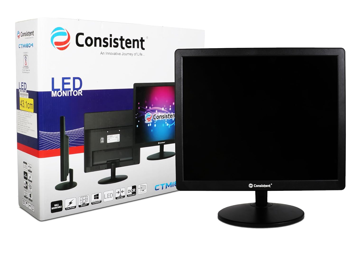 Consistent 17' Inch Led Monitor 1804, Black, Pack of 1