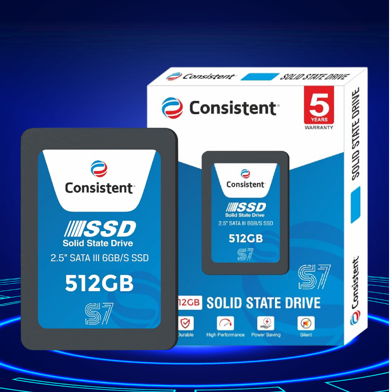 Consistent 2.5" 512GB SSD with SATA III Interface, 6Gb/s Read/Write Speed Upto - 550/500 MB/s, 5 Years Warranty