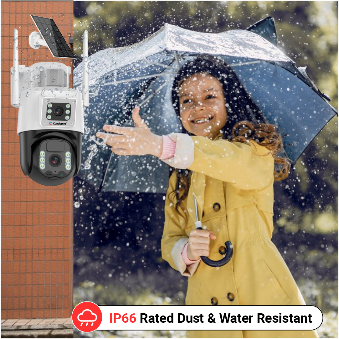 Consistent 4G Solar Linkage Mini Pan-Tilt Camera (CT-CM-6MLPT) 3+3MP Solar Powered 4G Sim Based CCTV Outdoor Security Camera with 7W Solar Panel Built-in Battery | Surveillance for Agriculture | Remote Area | Construction Site | Garden