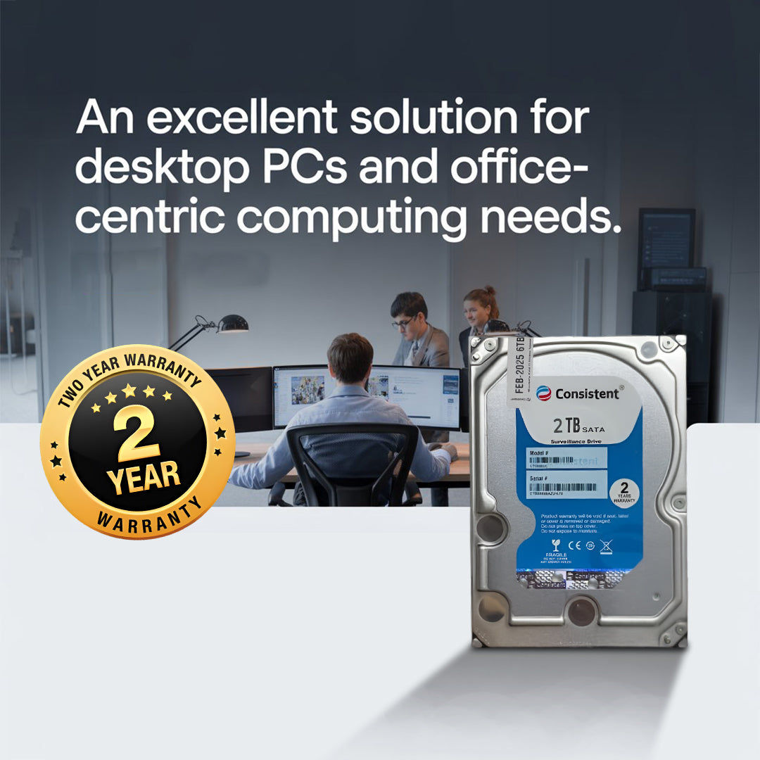 Consistent 2TB SATA Internal Hard Drive, 3.5 Inch, High Performance Desktop HDD with 2 Years Warranty.