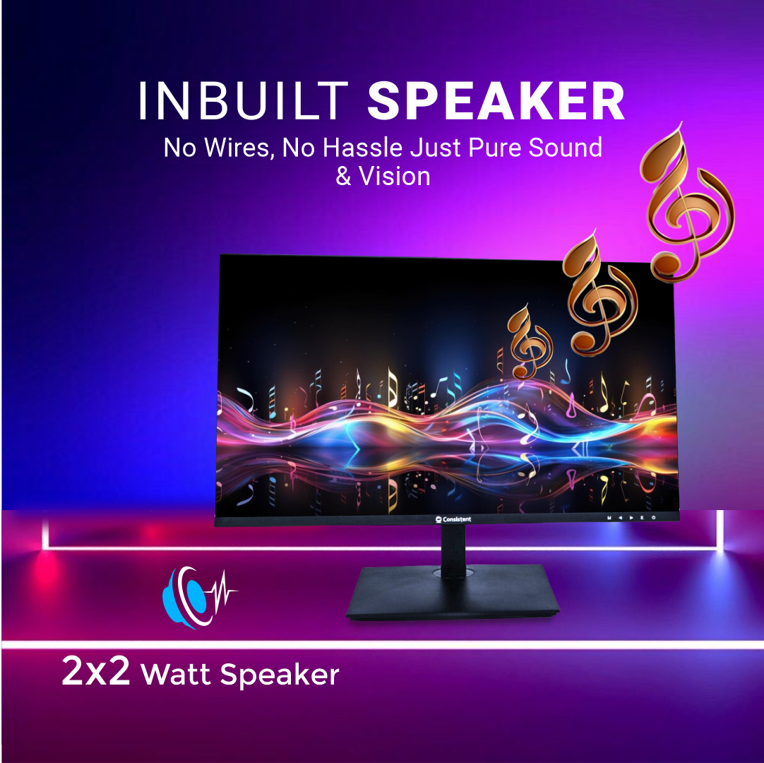 Consistent 2400 23.8" inch (60.5 cm) Wide Display 1920 x 1080 Pixels Full HD Ultra-Slim Frameless Monitor- HDMI, Inbuilt Speakers (BLACK) 3 Years Warranty.