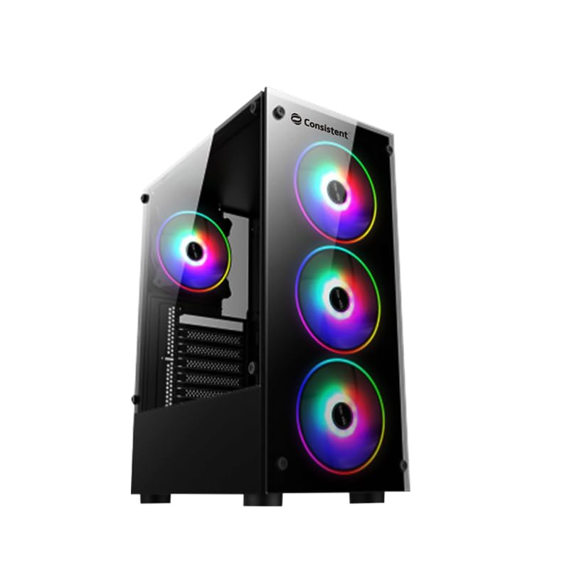 Consistent Neon Gaming Cabinet 2001 | Support : Micro ATX/ Mini ATX | Case Size (Front):350*185*410mm | CPU Height : 150mm | Fan : 4FRGB Fan