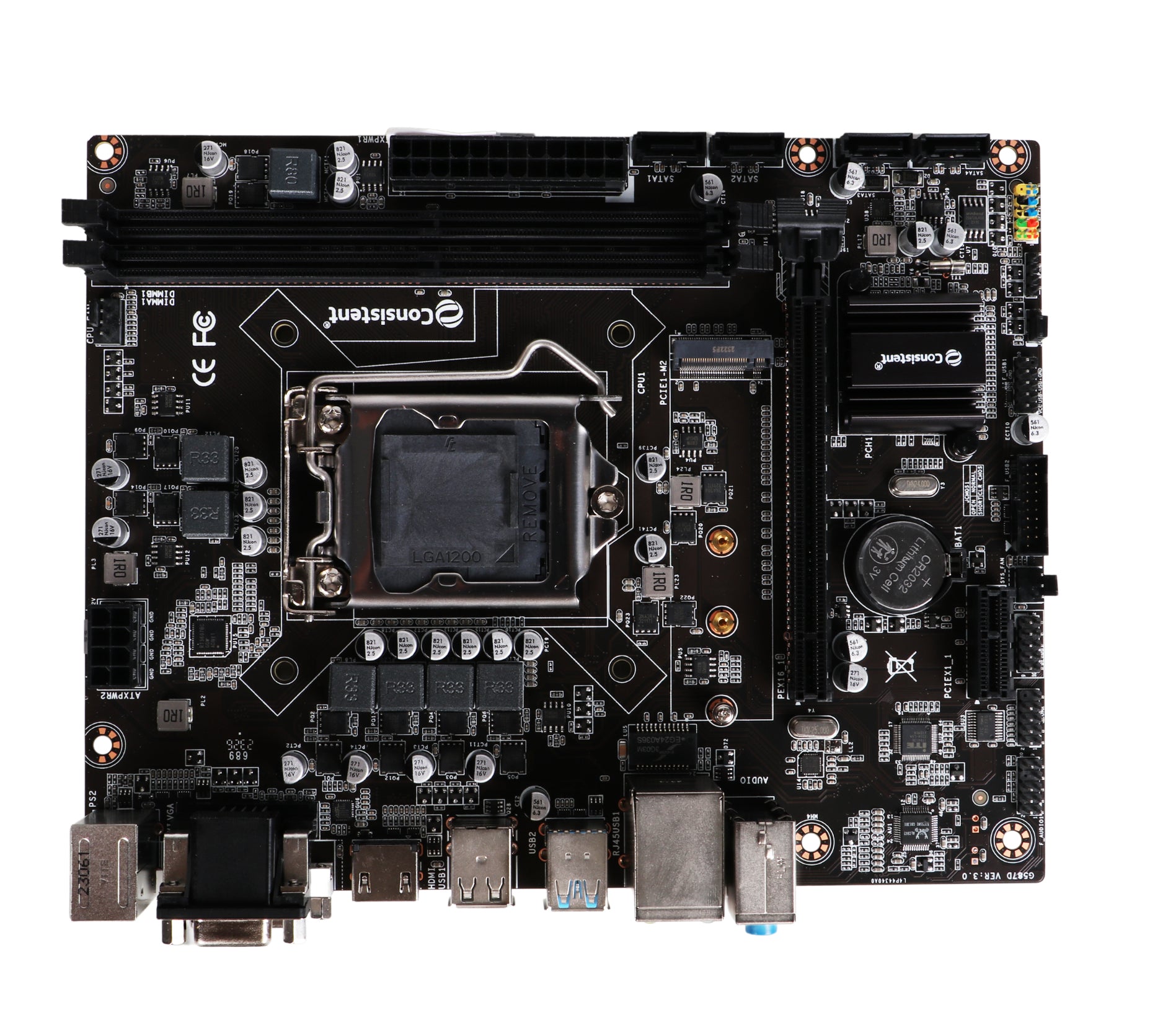 Consistent H-510 Motherboard 10th&11th Gen, DDR4 Slots for RAM, NVME AND M.2 Dedicated slot, with WIFI connector, SATA III, 3 Year Warranty