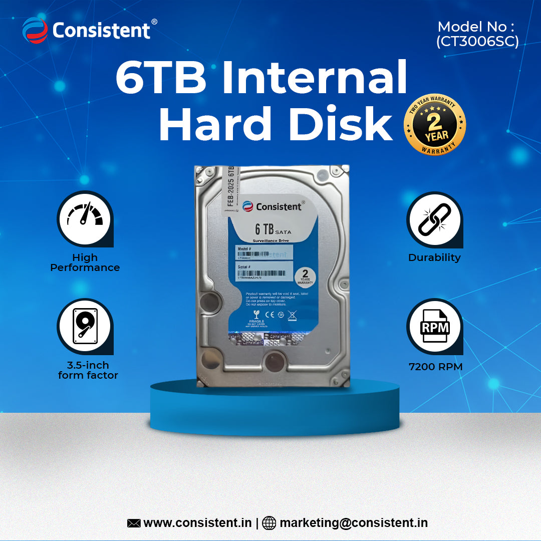 Consistent 6TB SATA Internal Hard Drive, 3.5 Inch, High
