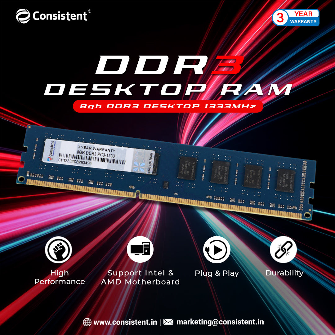 Consistent 8GB DDR3 Desktop RAM,1333MHz 'Reduce power consumption