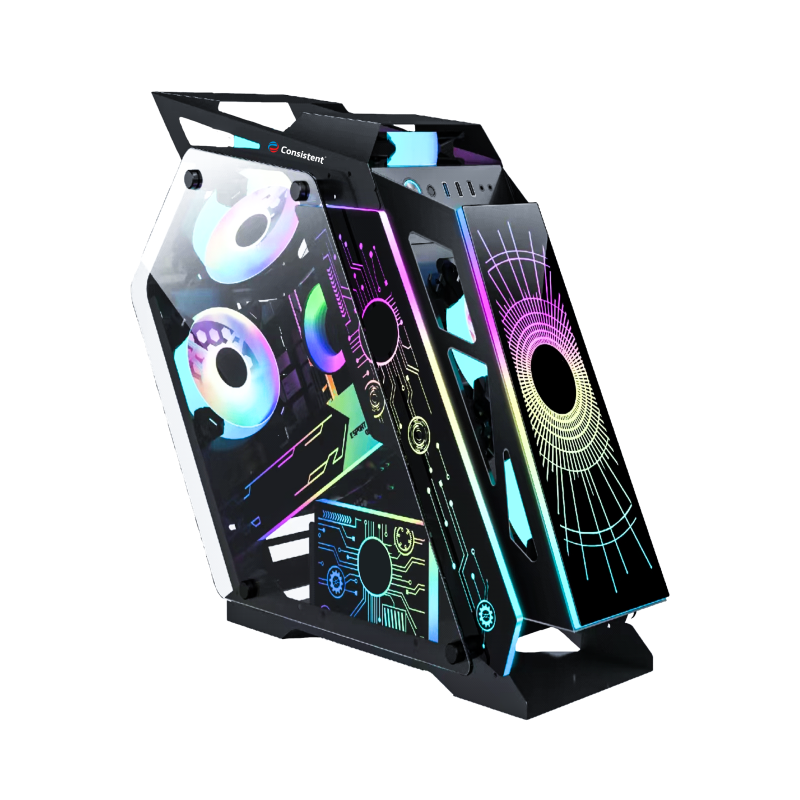 Consistent Black Destroyer Gaming Cabinet 2012 | Support : Micro ATX/Mini-ITX | Front Port: USB2.0 * 1+USB3.0 * 1+HD Audio | with Tempered Glass