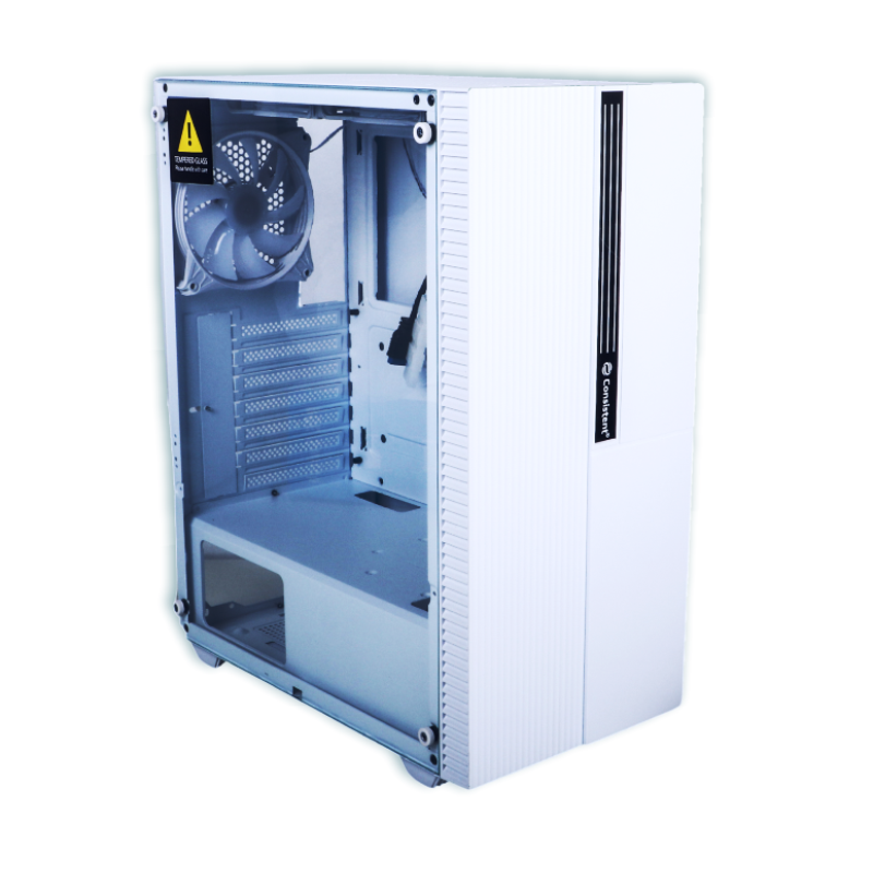 Consistent Thunder Gaming Cabinet 2004 White Gaming Cabinet | Supports ATX, M-ATX, ITX | 4 RGB Cooling Fans