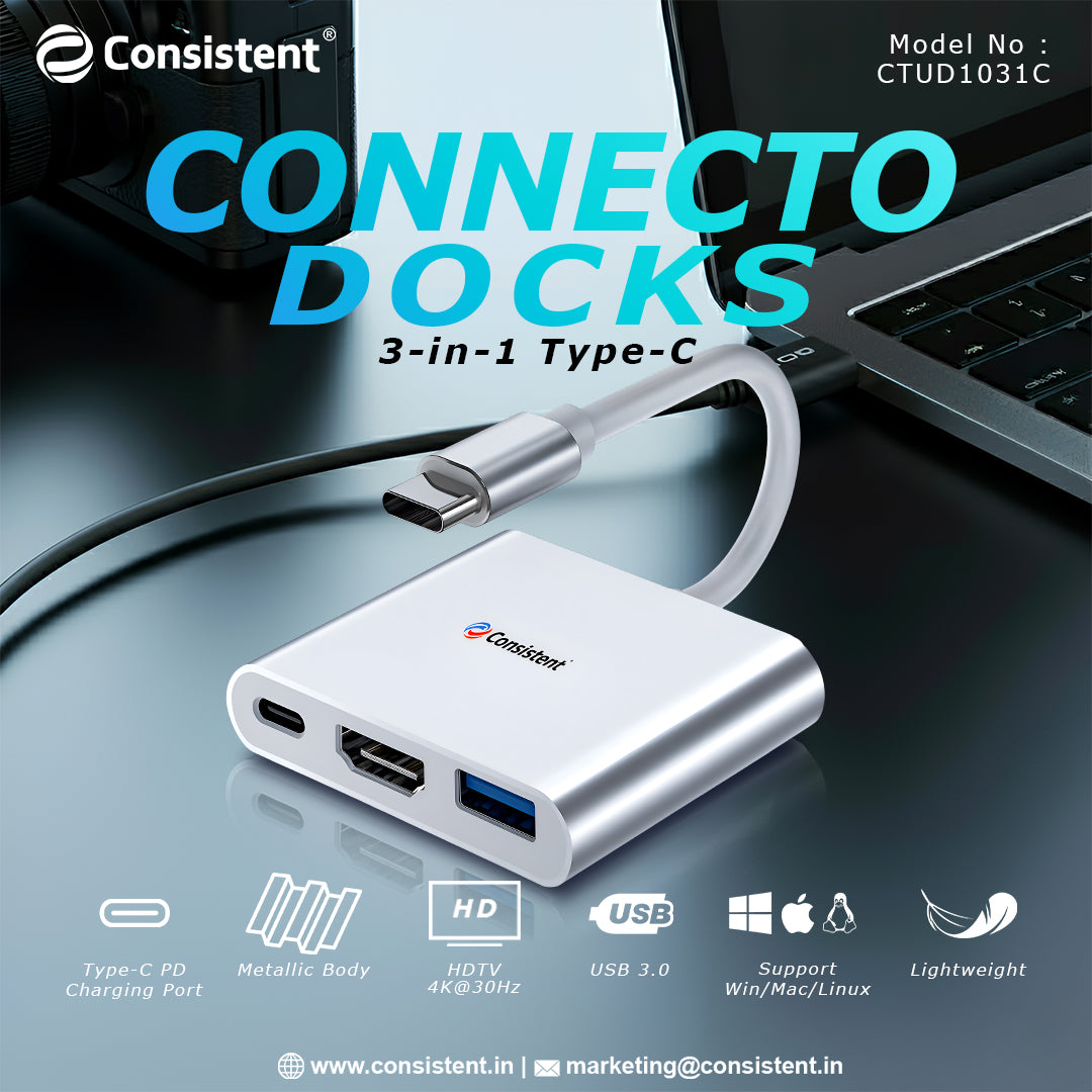 Consistent 3-in-1 TYPE-C DOCKS CONNECTO (CTUD1031C)