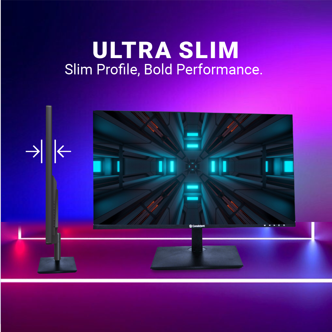 Consistent 2400 23.8" inch (60.5 cm) Wide Display 1920 x 1080 Pixels Full HD Ultra-Slim Frameless Monitor- HDMI, Inbuilt Speakers (BLACK) 3 Years Warranty.