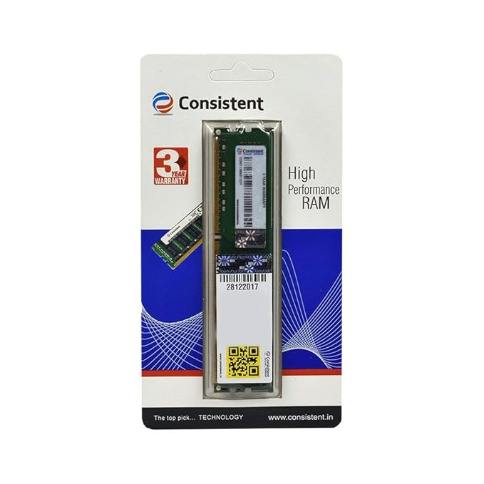 Consistent 4GB DDR3 RAM 1600MHz Desktop Memory, Long-DIMM (UDIMM) PC3 12800 for Standard & Gaming Desktop PC with 3 Years Manufacturer Warranty (Made in India)