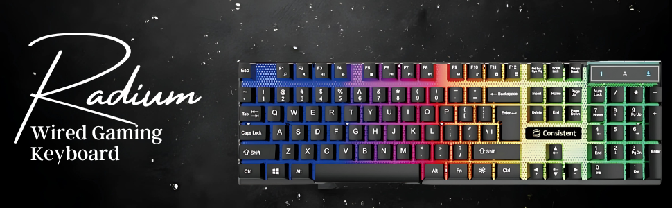 Radium Wired Gaming Keyboard (KG1101) Gaming Keyboard with Breathing Effect |Backlit Keyboard Windows Lock| Wired Connectivity| Ergonomic Design| Durable Construction