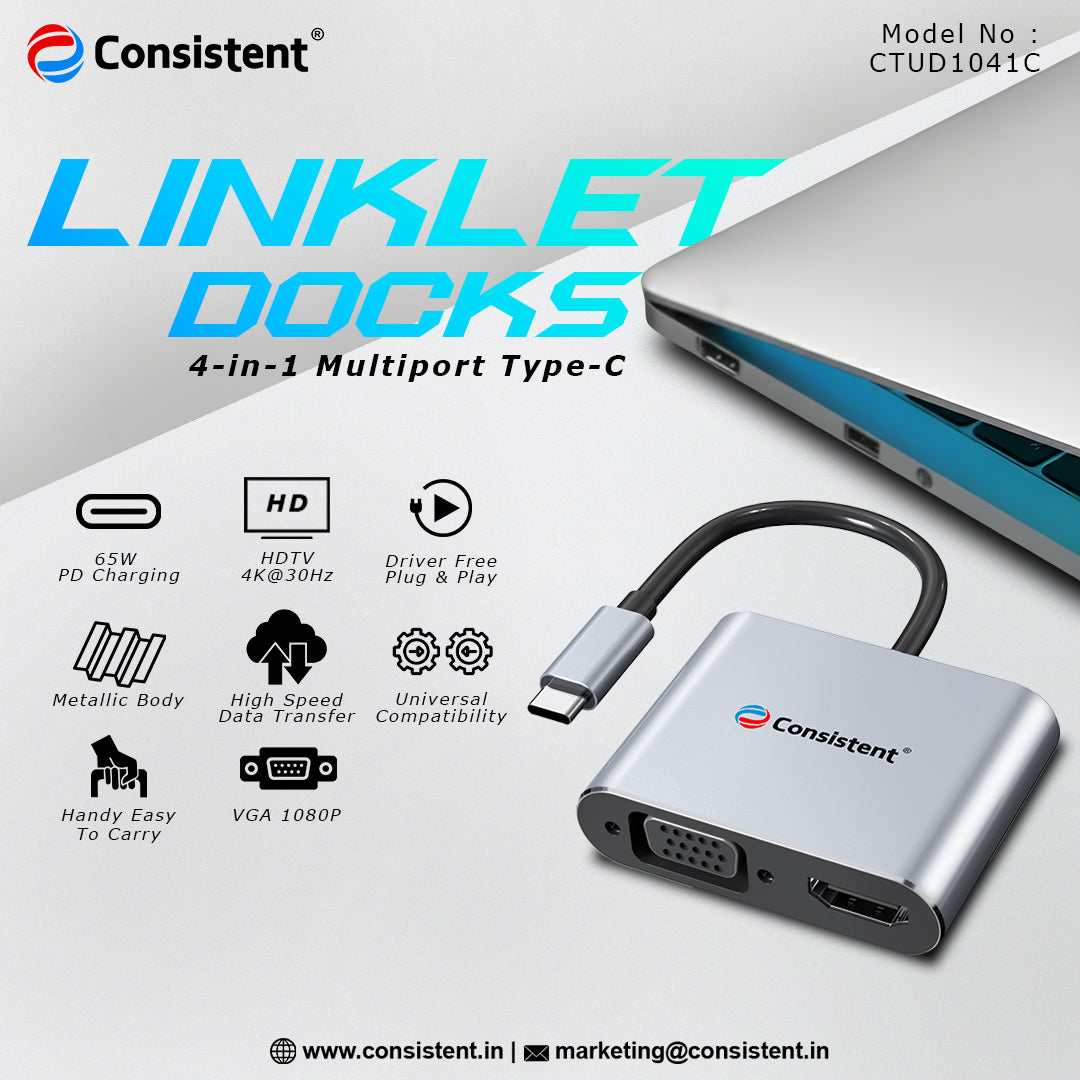 Consistent 4-in-1 Multiport Type-C LINKLET (CTUD1041C) – Everest Store