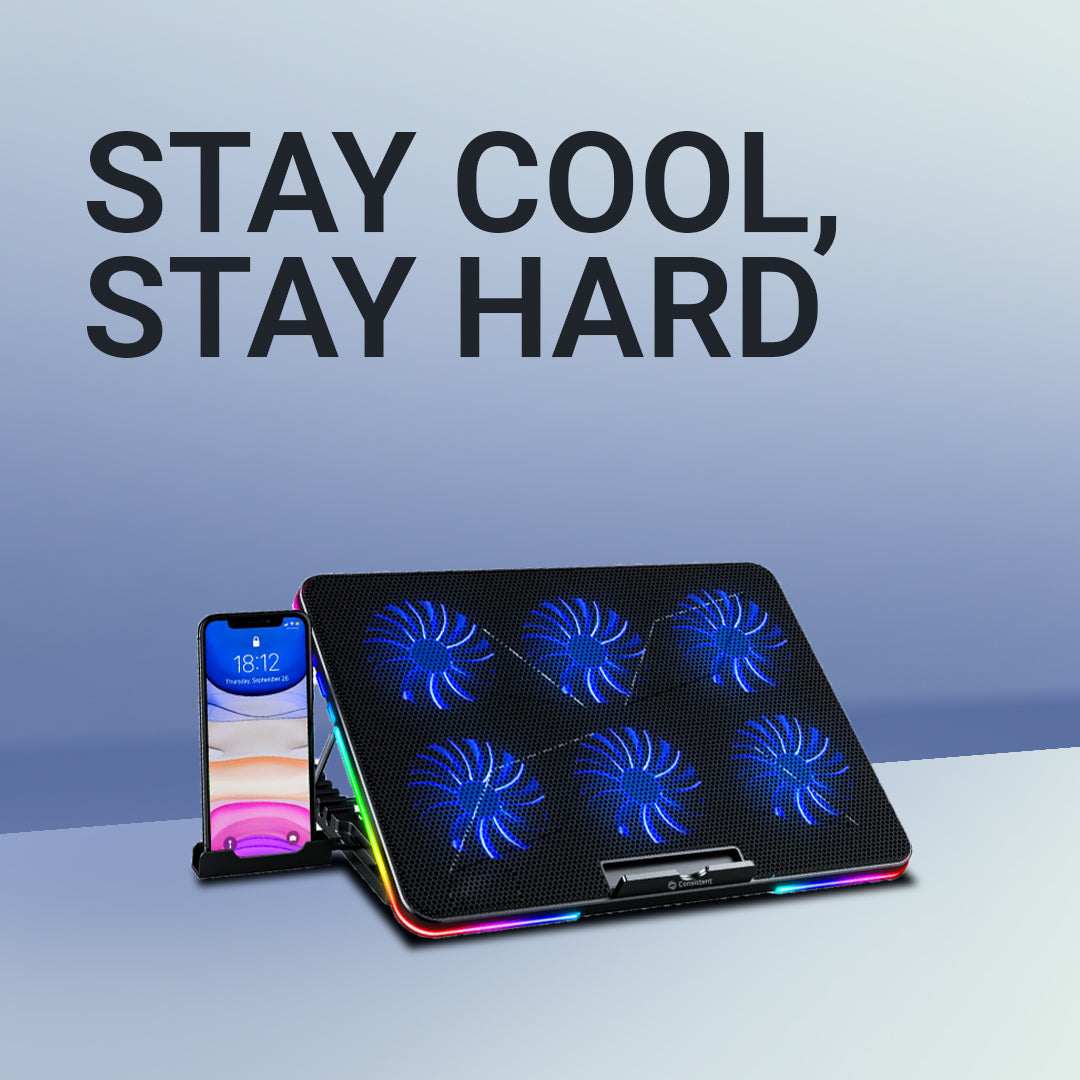 Consistent Laptop Cooling Pad with Mobile Holder Glacier USB Connection, Portable Computer Stand