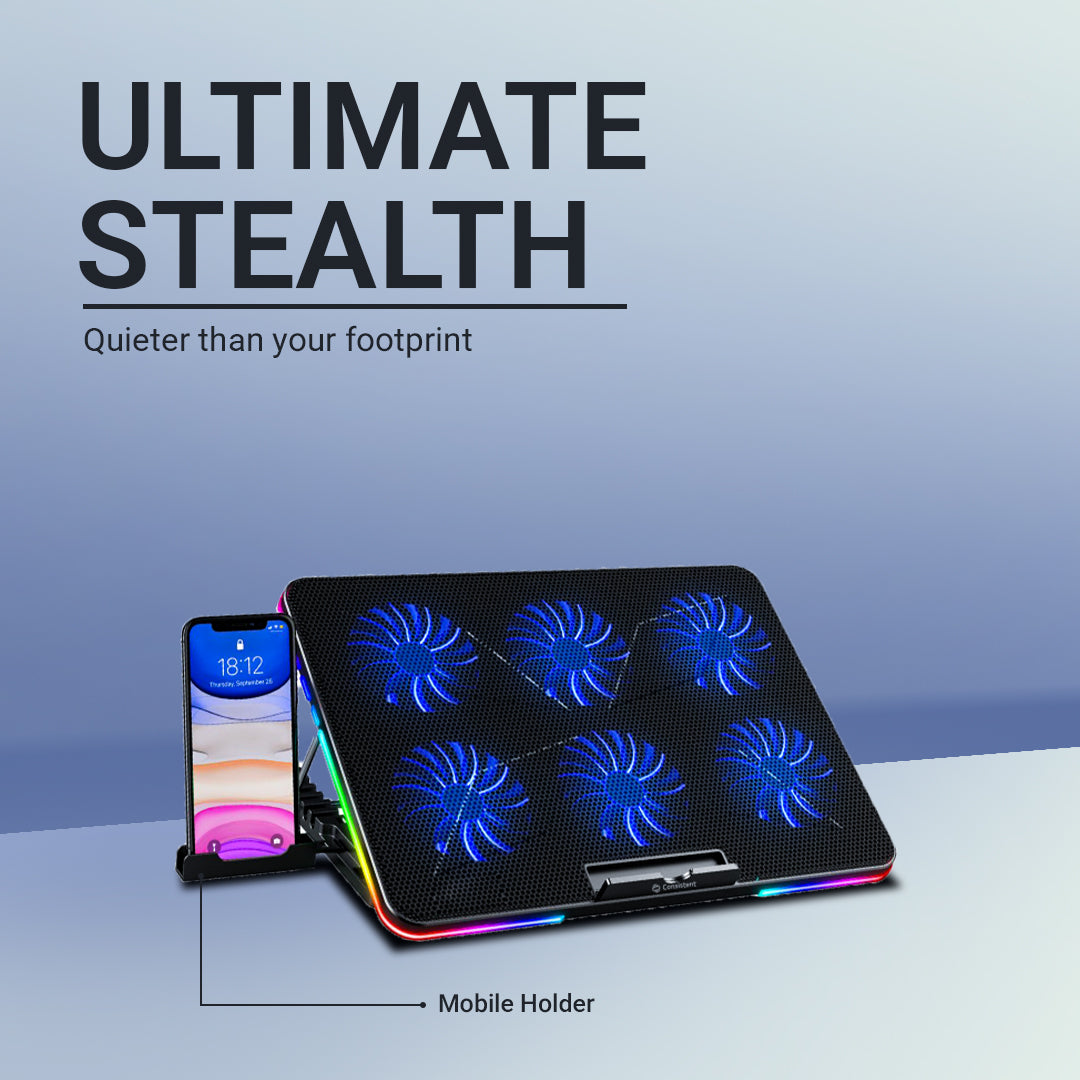 Consistent Laptop Cooling Pad with Mobile Holder Glacier USB Connection, Portable Computer Stand