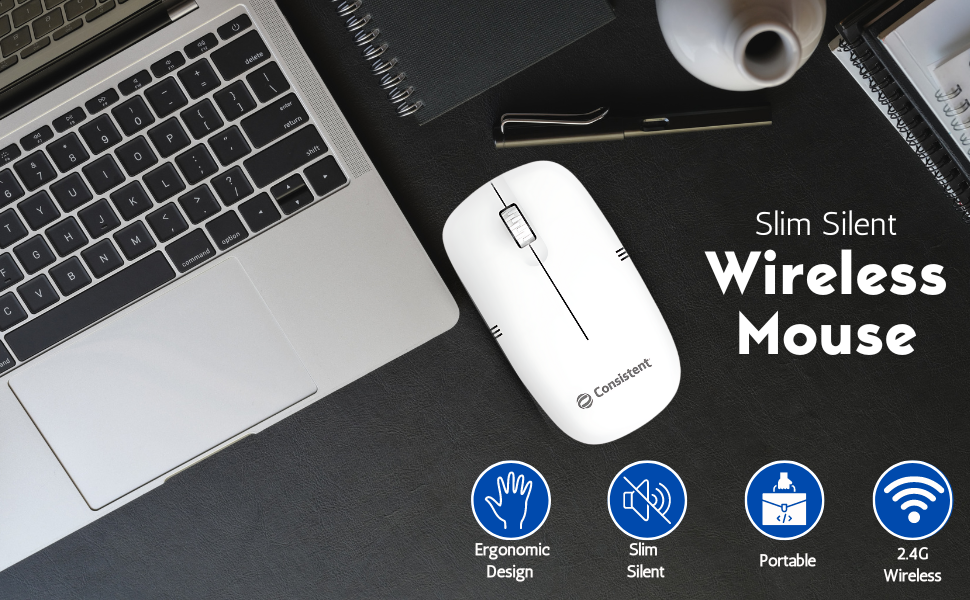 Consistent Dezire Wireless Mouse 2.4G Portable Mobile Optical Office Mouse with USB MOW452