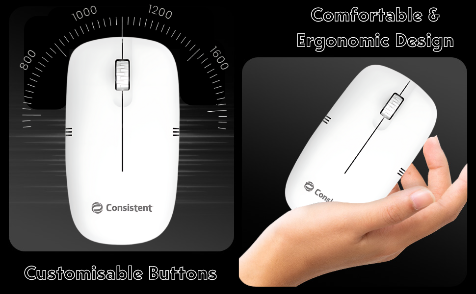 Consistent Dezire Wireless Mouse 2.4G Portable Mobile Optical Office Mouse with USB MOW452