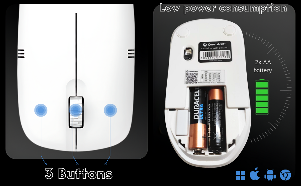 Consistent Dezire Wireless Mouse 2.4G Portable Mobile Optical Office Mouse with USB MOW452