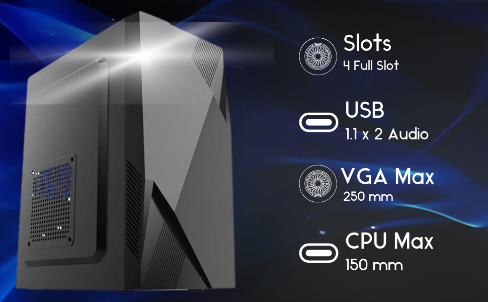 Consistent PC Case/SMPS (CIE106) Computer Case, Compact Design VGA Max 250mm 4 Full Slots Roll over image to zoom in Consistent PC Case/SMPS (CIE106) Computer Case, Compact Design VGA Max 250mm 4 Full Slots