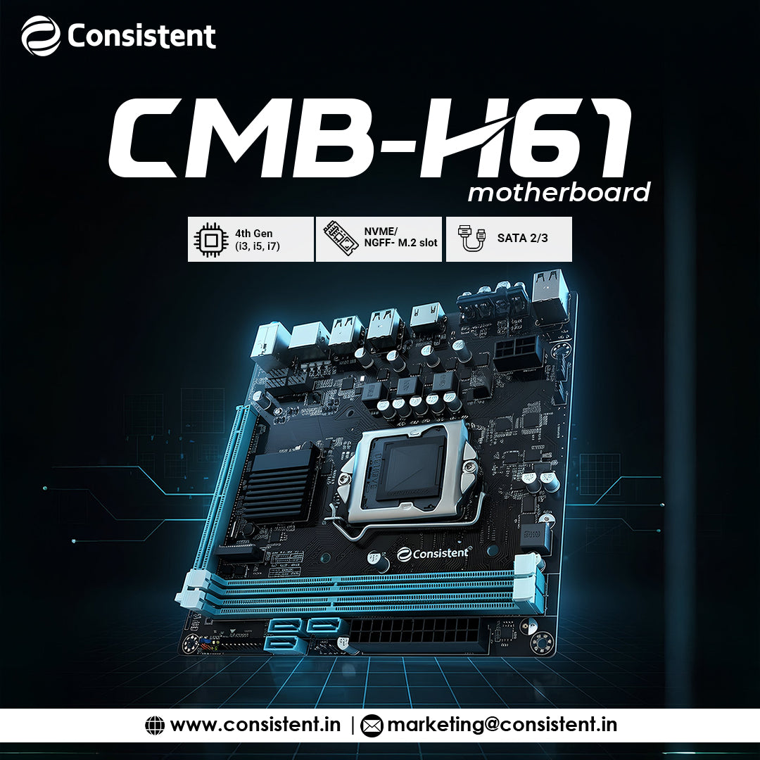 Consistent Motherboard CMB H61 With NVME/NGFF- M.2 slot , 3 years Consistent Motherboard CMB H61 With NVME/NGFF- M.2 slot , 3 years