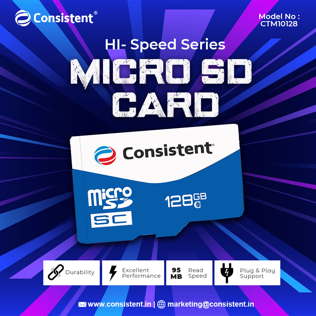 Consistent 128 GB Sd Card for 4K Video Recording 5 Year Warranty.