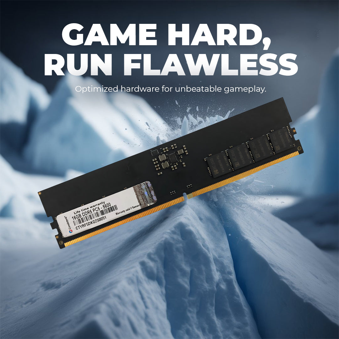 Consistent 16GB DDR5 Yeti Desktop RAM module with 5600MHz speed, compatible with DDR5 motherboards for high-performance PCs.