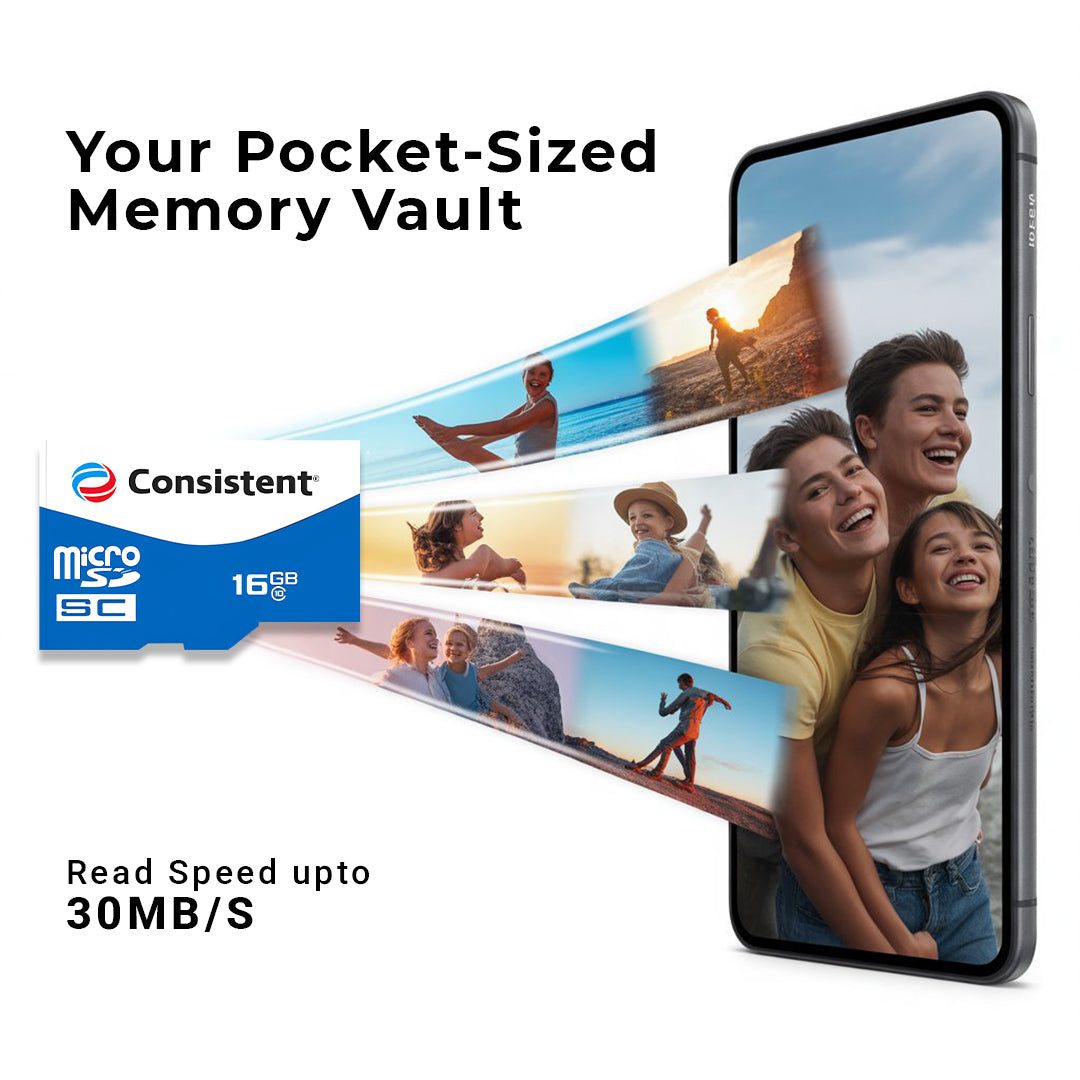 Consistent Micro SD Card 16Gb, High Performance 5 Year Warranty.