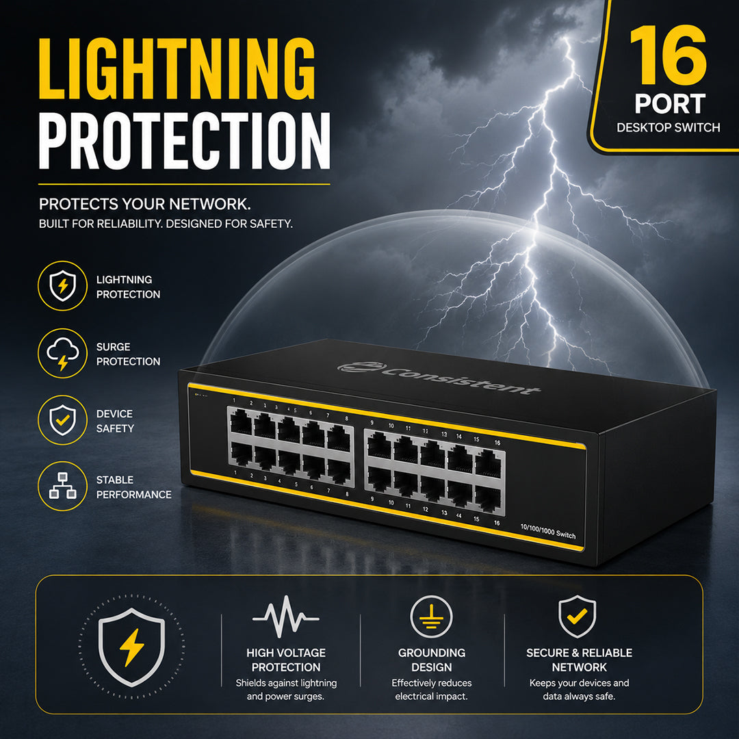 Consistent 16-Port Gigabit Ethernet Desktop Switch – (CT-DS-16PG)