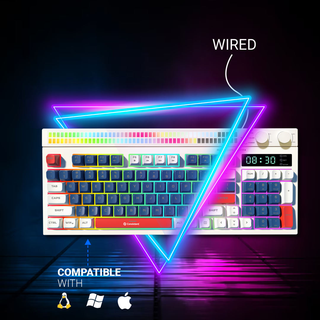 Consistent Moonlite Gaming Wired RGB Keyboard (CTGK1113) for Windows, USB Plug-and-Play, Keystrokes, RGB LED Effect, Stylish Slim Design, Water resistant, Noise free, 26 keys Anit-Ghosting.