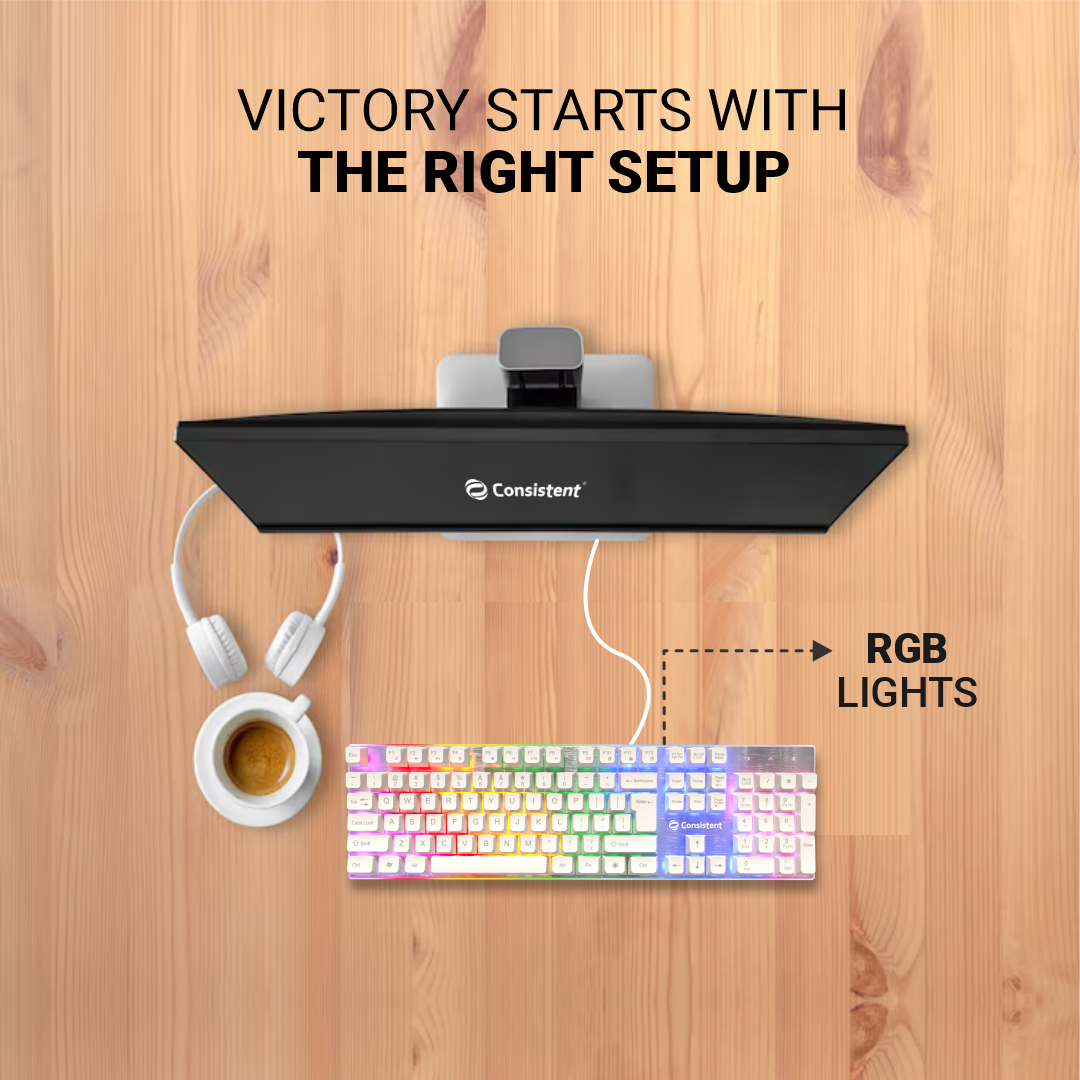 Consistent Waves Gaming Wired Keyboard (CTGK1110) for Windows, USB Plug-and-Play, Keystrokes, Copper Wired, Stylish Slim Design, 1.5m Cable Length.