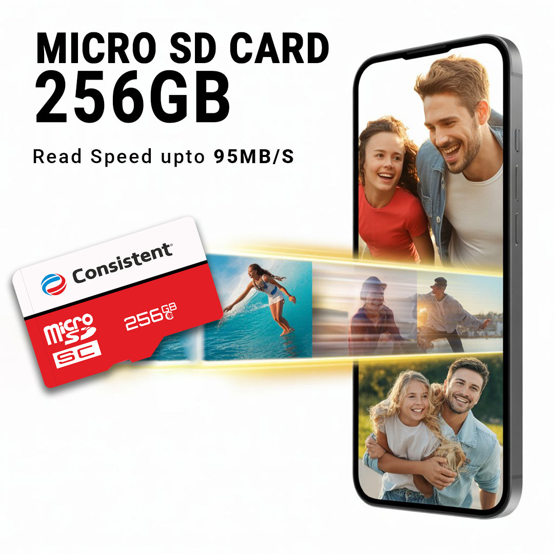Consistent 256GB Surveillance Sd Card for 4K Video Recording with Speed,5 Year Warranty.