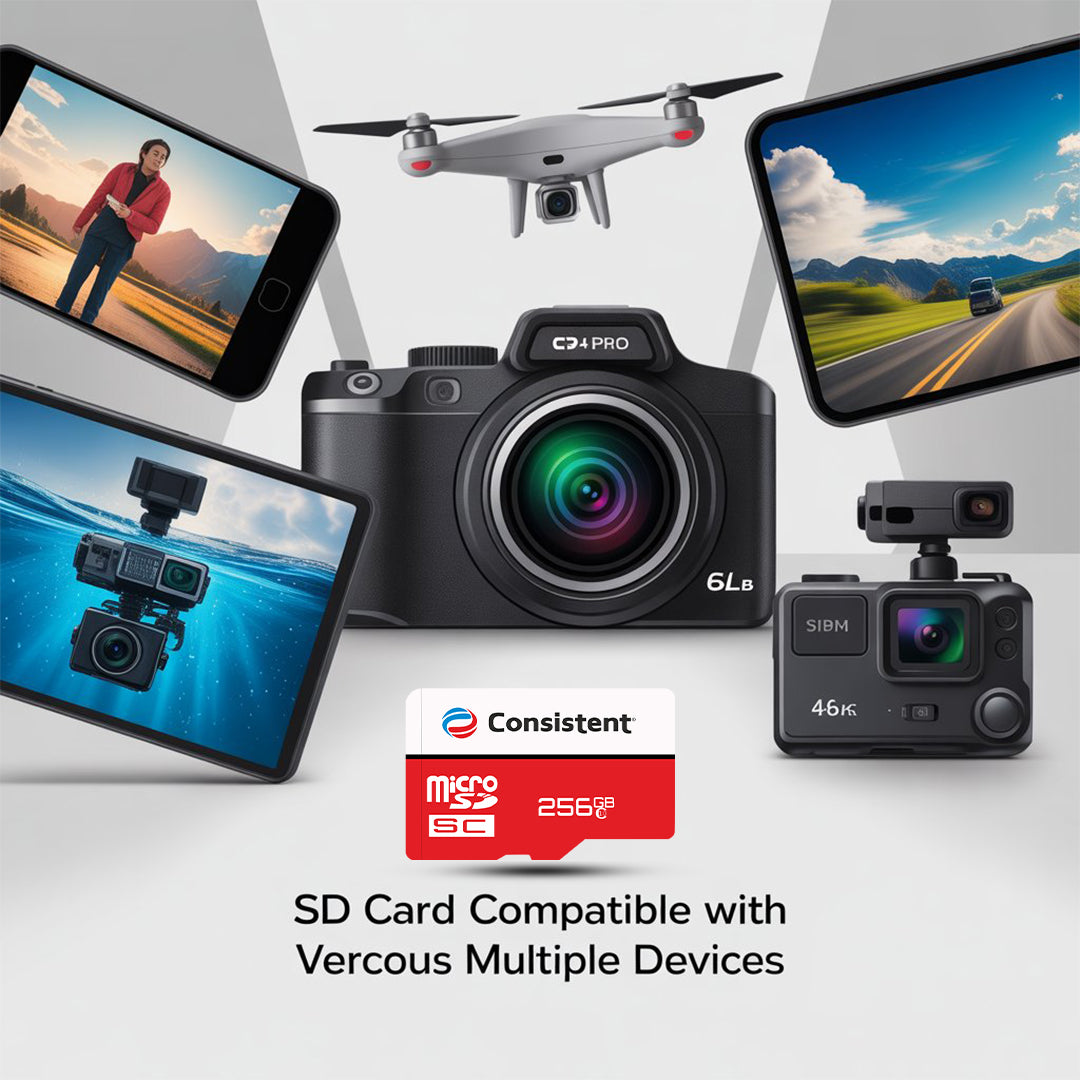 Consistent 256GB Surveillance Sd Card for 4K Video Recording with Speed,5 Year Warranty.
