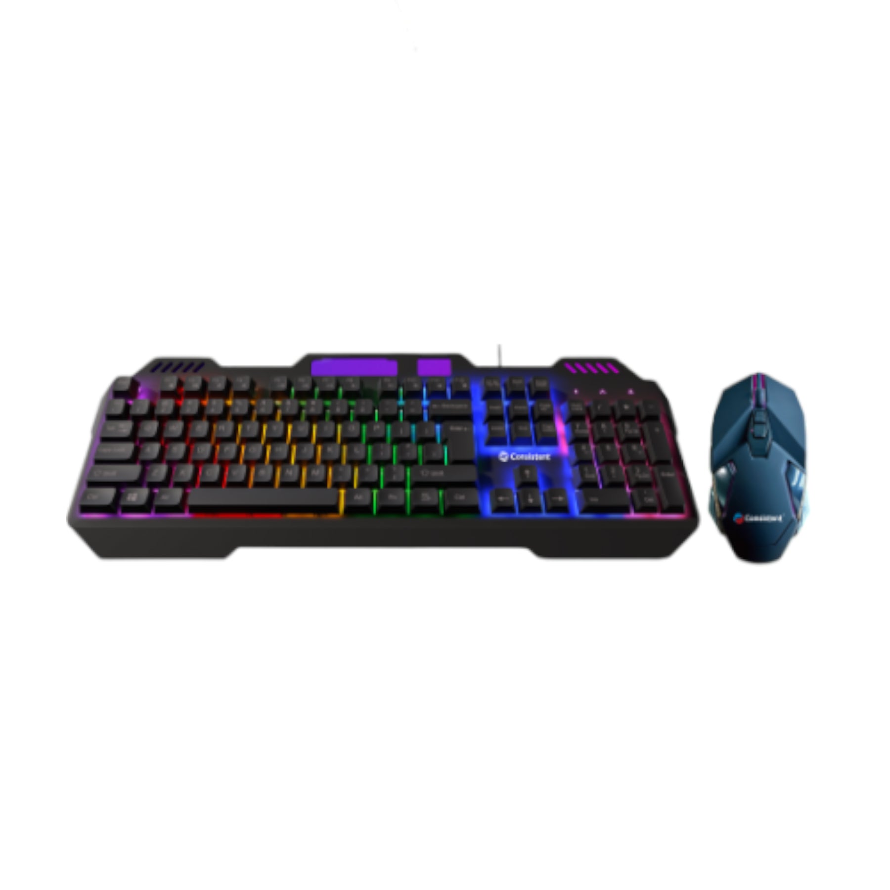 Consistent Black Panther Gaming Combo Wired Mouse & Keyboard (CTGK1150) for Windows, USB Plug-and-Play, Keystrokes, Rainbow Breath Light, 1.5 Cable Length, DPI-3600 7D Mouse.