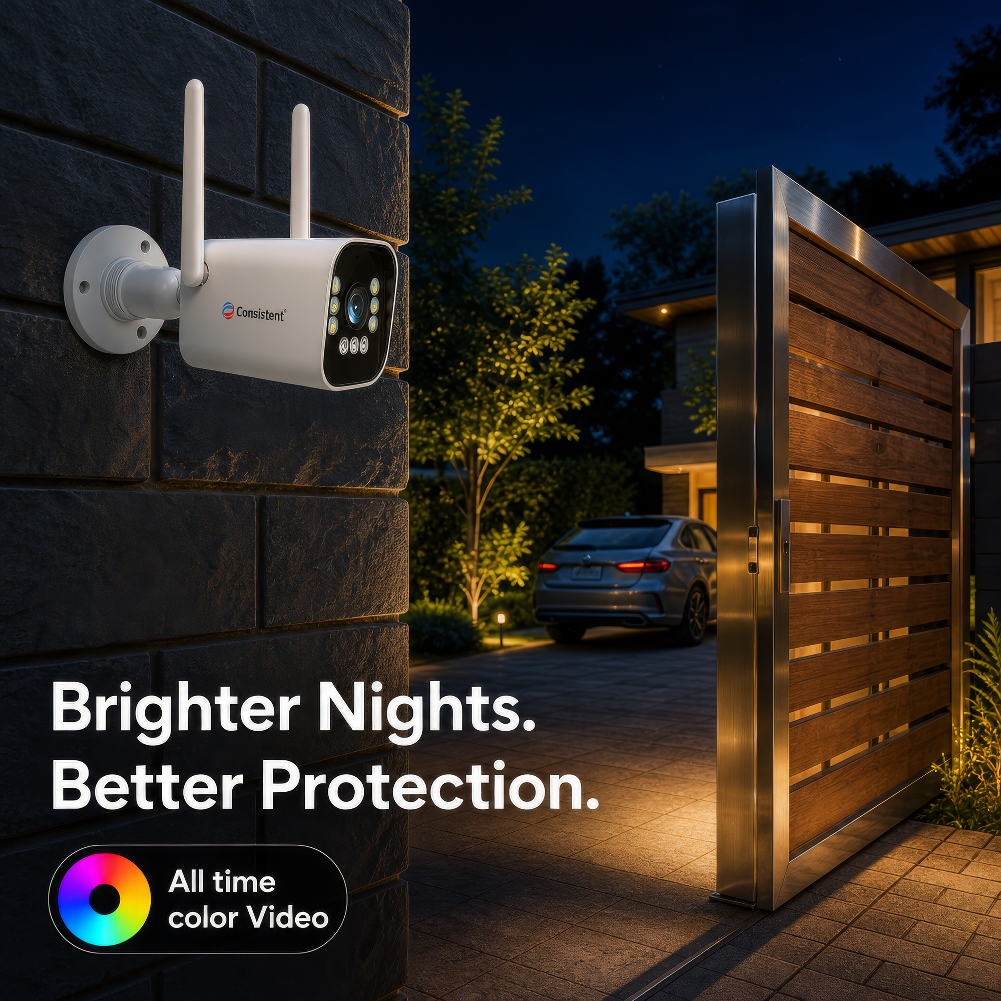 Everest Store Consistent 4G 3MP CCTV Bullet Camera CEYE Series with All Time Color display, black outdoor security camera