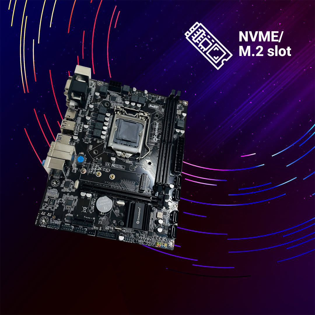 Consistent H-310C Motherboard 6th, 7th, 8th & 9th Gen i3, i5, i7, DDR4 Slots for RAM, with NVME-M.2 Slot, Motherboard with Sound Card, SATA III, 3 Years Warranty.