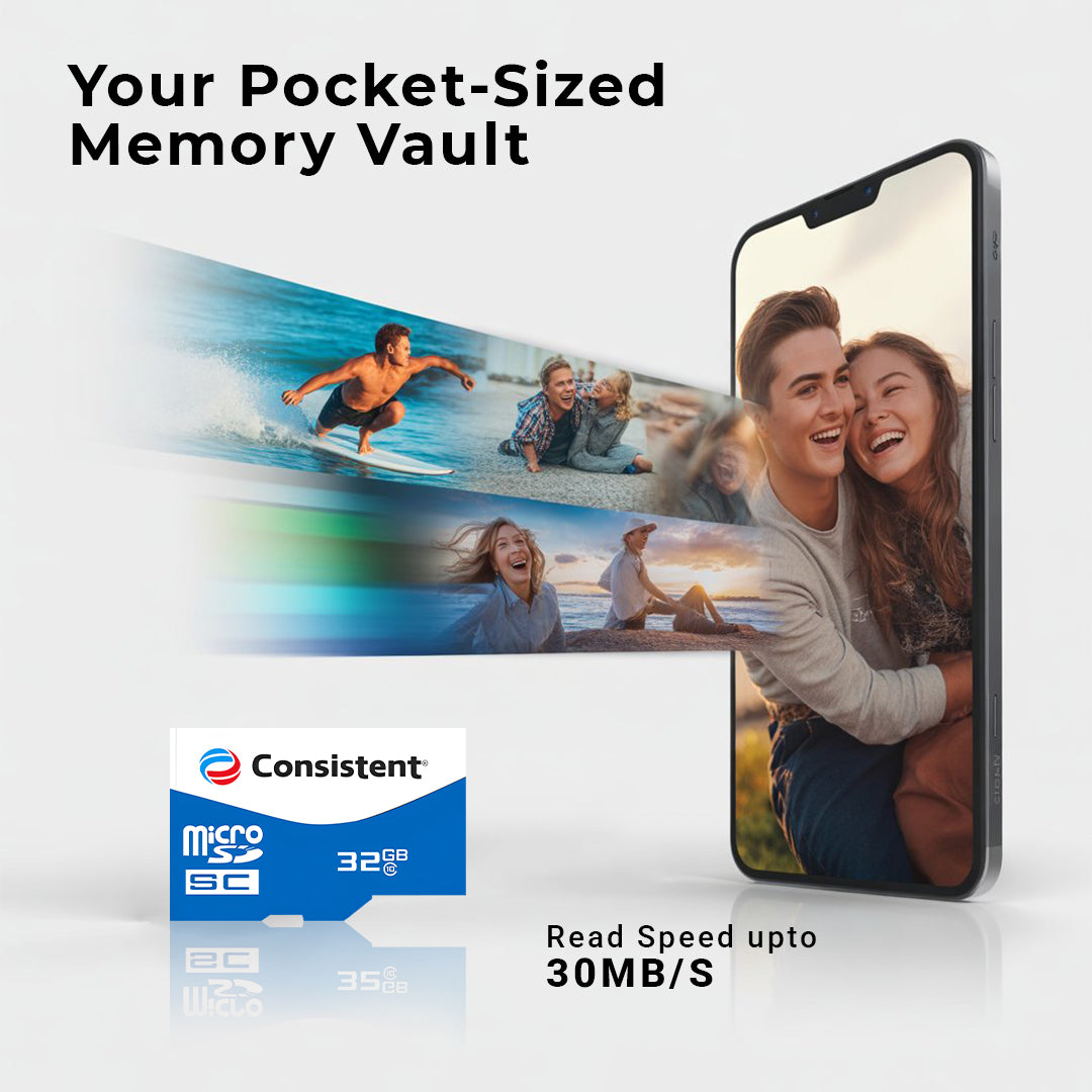 Consistent Micro SD Card 32Gb, High Performance 5 Year Warranty.