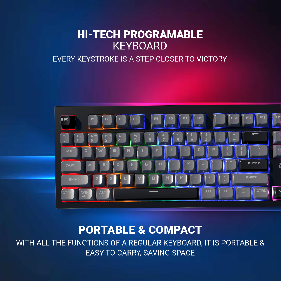 Consistent STORM Gaming Triple Mode Wireless RGB Keyboard (CTGK1130) for Windows, USB Plug-and-Play, Keystrokes, RGB lighting, Stylish Slim Design, 19 keys Anit-Ghosting.