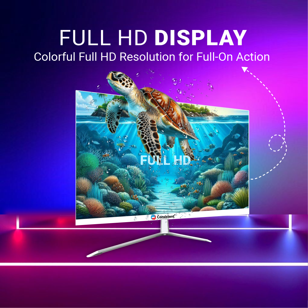 Consistent 2400 23.8" inch (60.5 cm) Wide Display 1920 x 1080 Pixels Full HD Ultra-Slim Frameless Monitor- HDMI, Inbuilt Speakers (White) 3 Years Warranty.