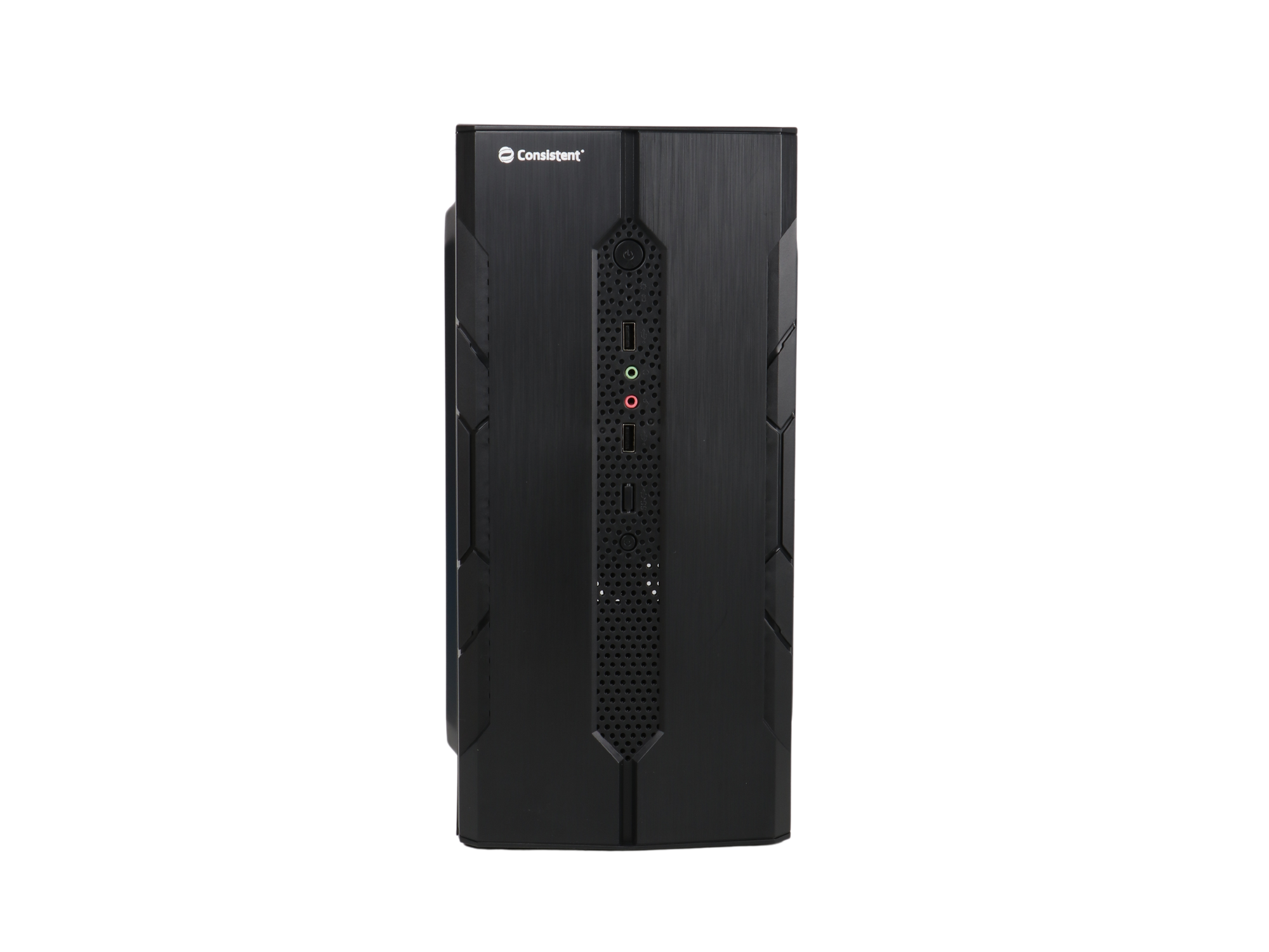 Consistent Computer Cabinet with Power Supply 102 from Consistent InfoSystems Pvt. Ltd., showing a sleek black computer case with front ports