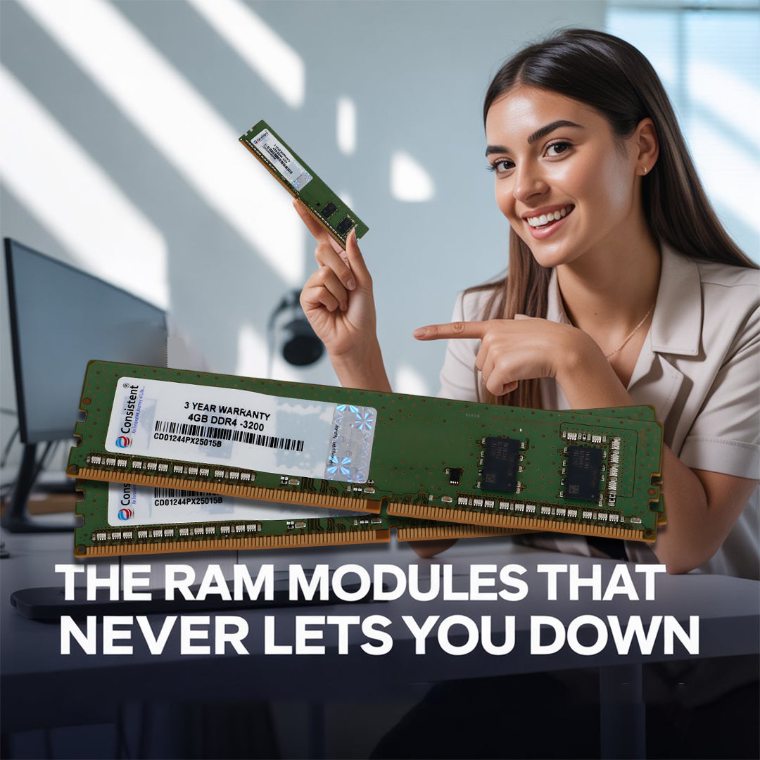 Consistent 4GB DDR4 Desktop RAM,3200MHz 'Reduce power consumption by up to 40% and extend battery life 3 Years Replacement Warranty