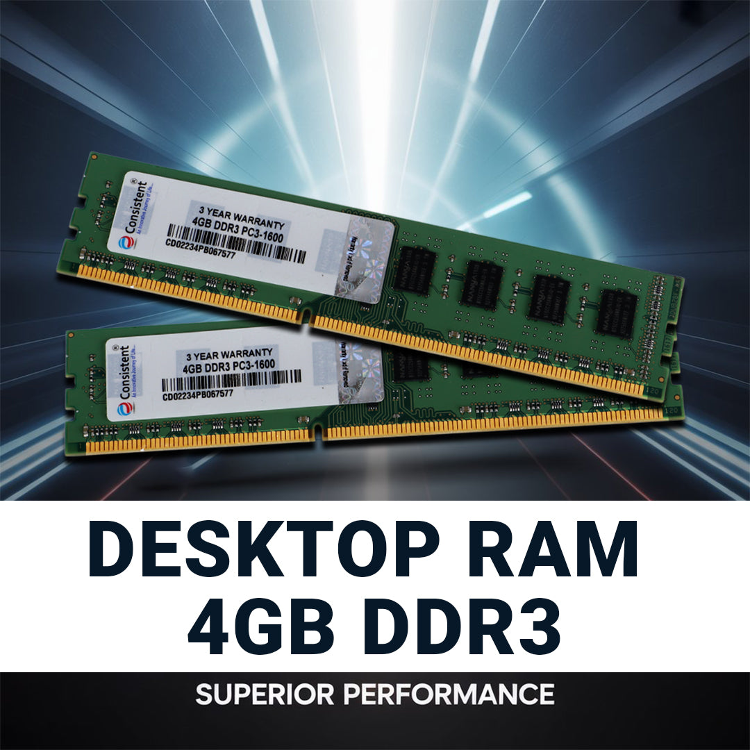Consistent 4GB DDR3 RAM 1600MHz Desktop Memory, Long-DIMM (UDIMM) PC3 12800 for Standard & Gaming Desktop PC with 3 Years Manufacturer Warranty (Made in India)