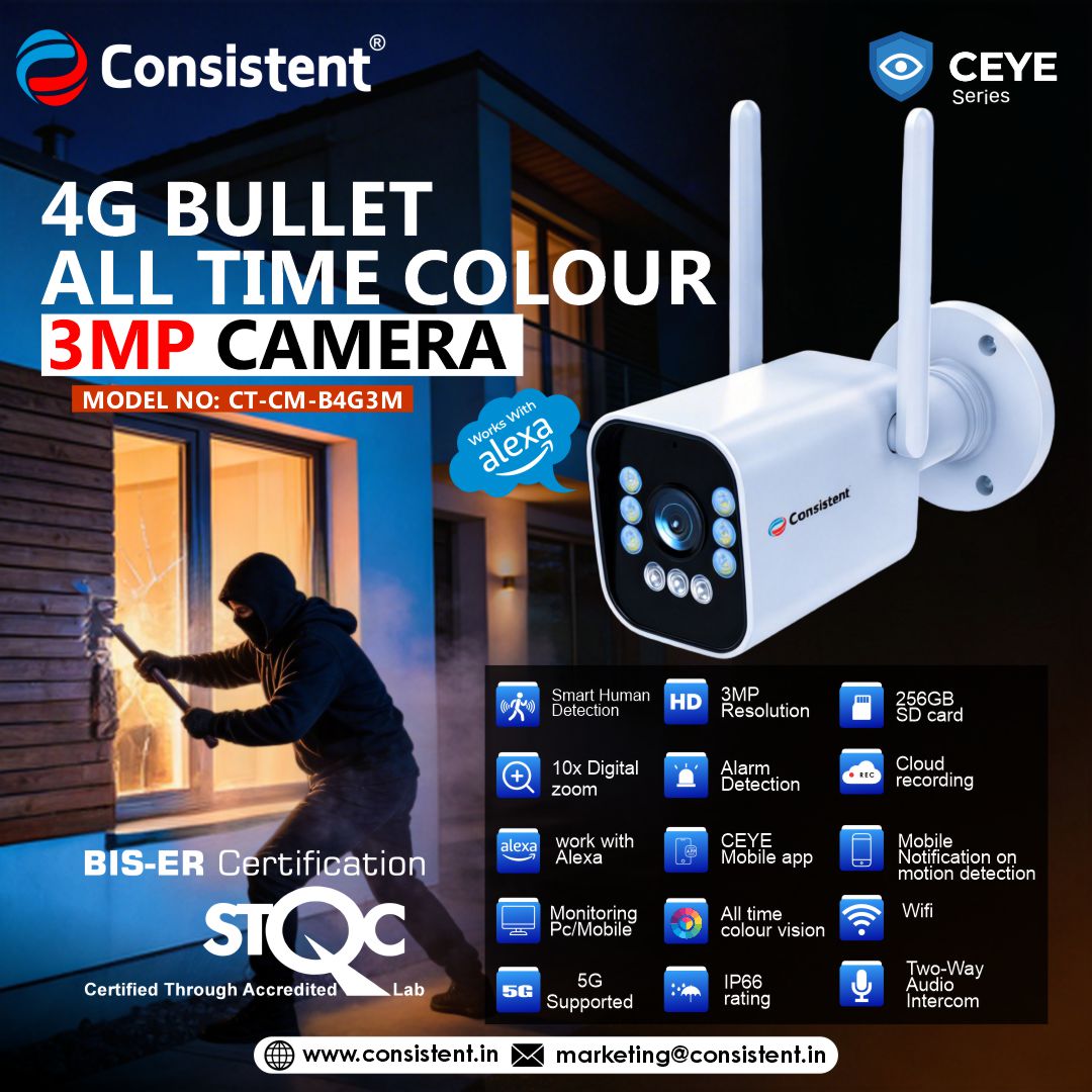 Consistent 4G 3MP CCTV Bullet Camera CEYE Series  | All Time Color | CT-CM-B4G3M