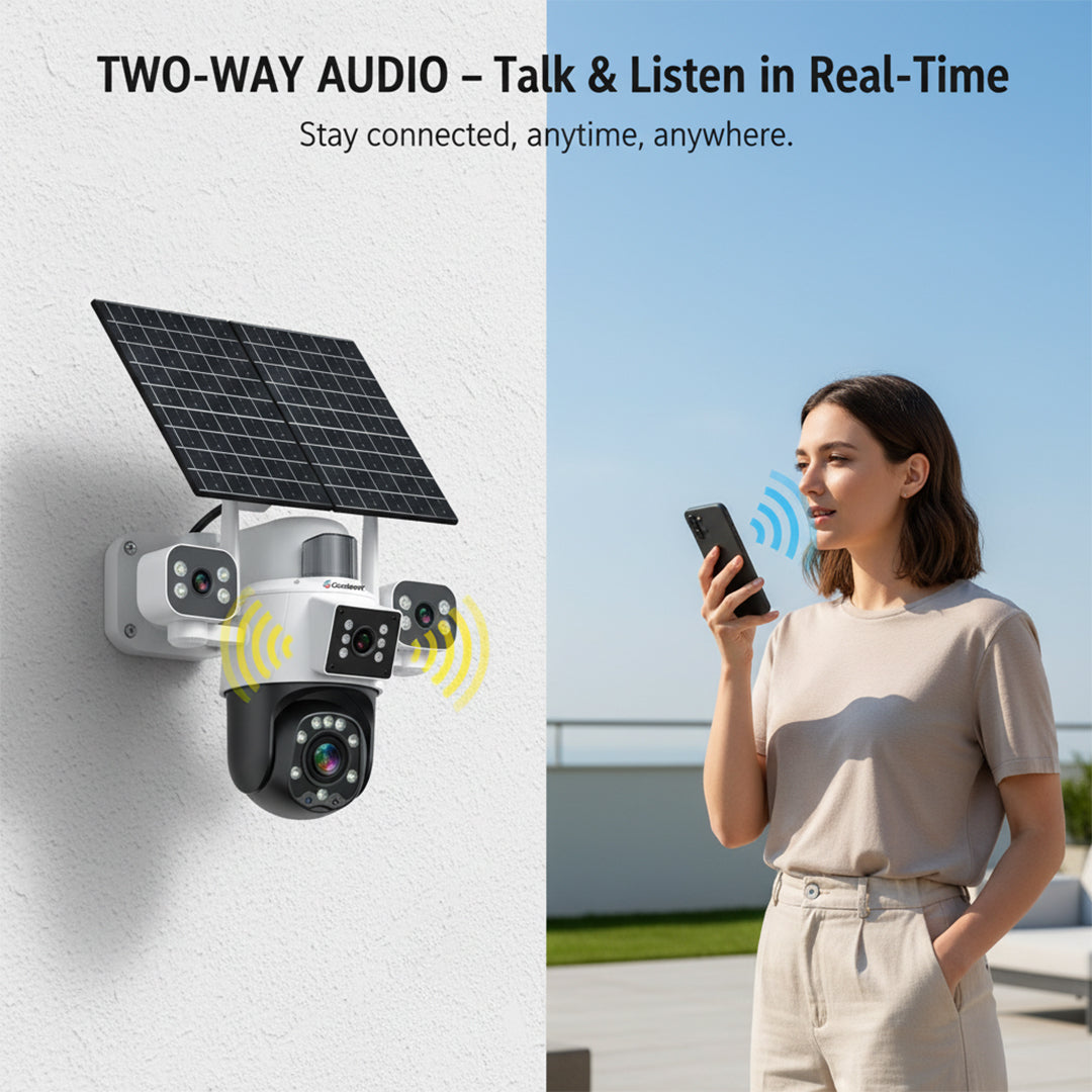 Consistent 4G Solar CCTV Camera with 4 Lens Linkage PT (Model: CT-CM-12MLPTH)