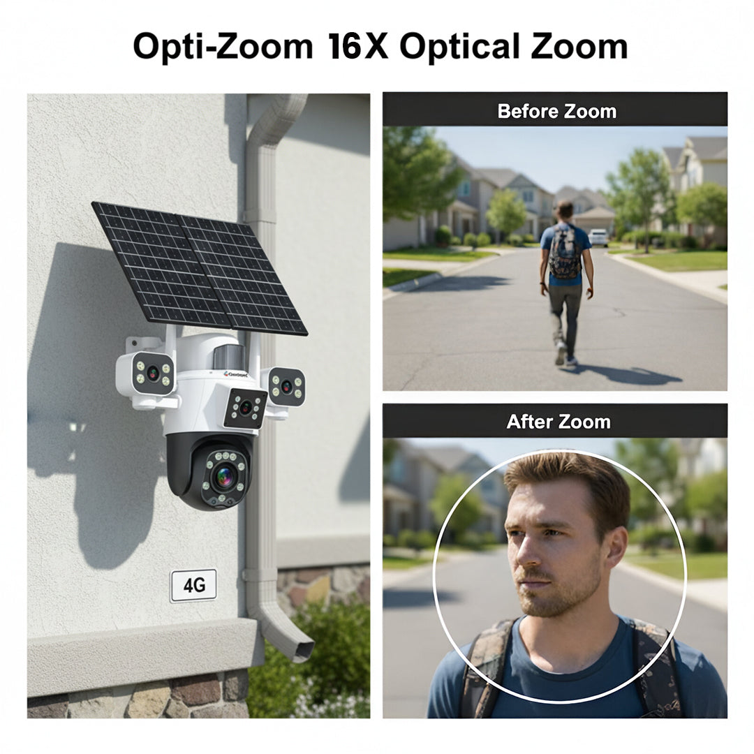 Consistent 4G Solar CCTV Camera with 4 Lens Linkage PT (Model: CT-CM-12MLPTH)
