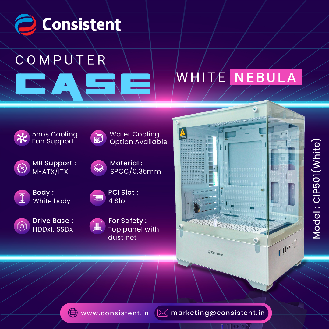 Consistent PC Case (CIP501) White Computer Case | Gaming Cabinet - Whi ...