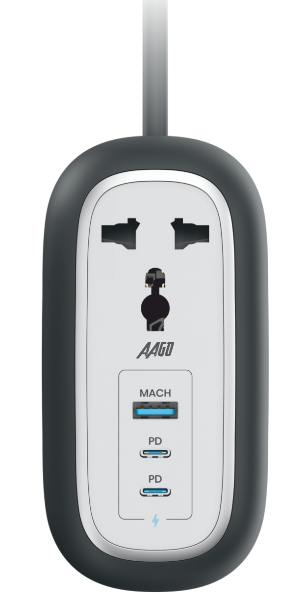 AAGO 5 in 1 Extension Cord with 67W Type-C PD Fast Charging (AG-2C12AC02)