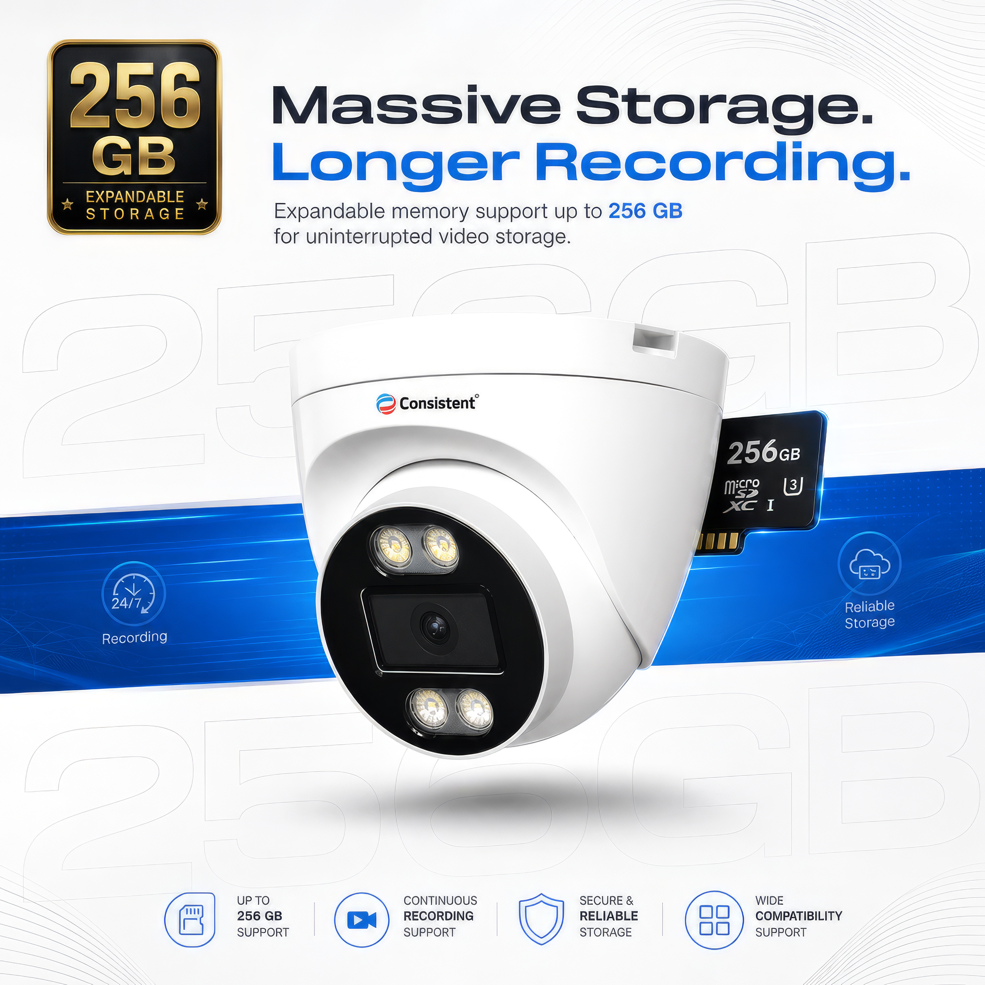 Consistent 3MP Smart Wi-Fi Dome CCTV Camera from CEYE Series by Everest Store, showing the camera's sleek design and dome shape.