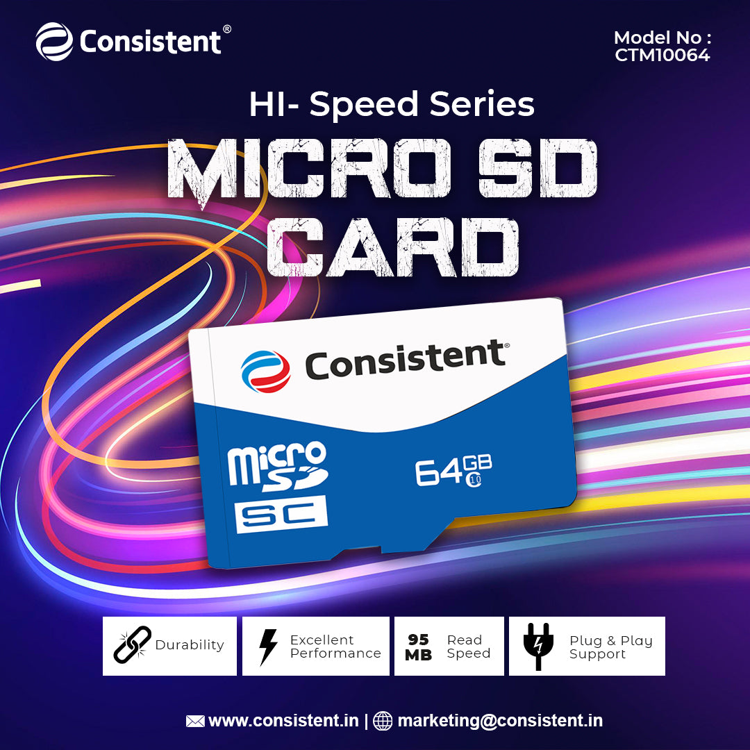 Consistent Micro SD Card 64Gb 5 Year High Performance Warranty